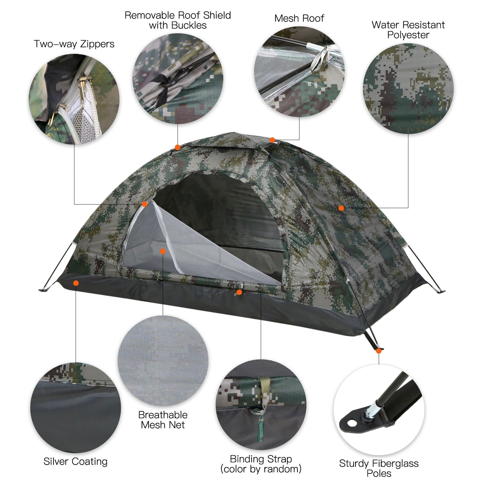 Ultralight Camping Tent – 1 Person Portable Tent with UPF 30+ UV Protection for Hiking, Beach, and Fishing