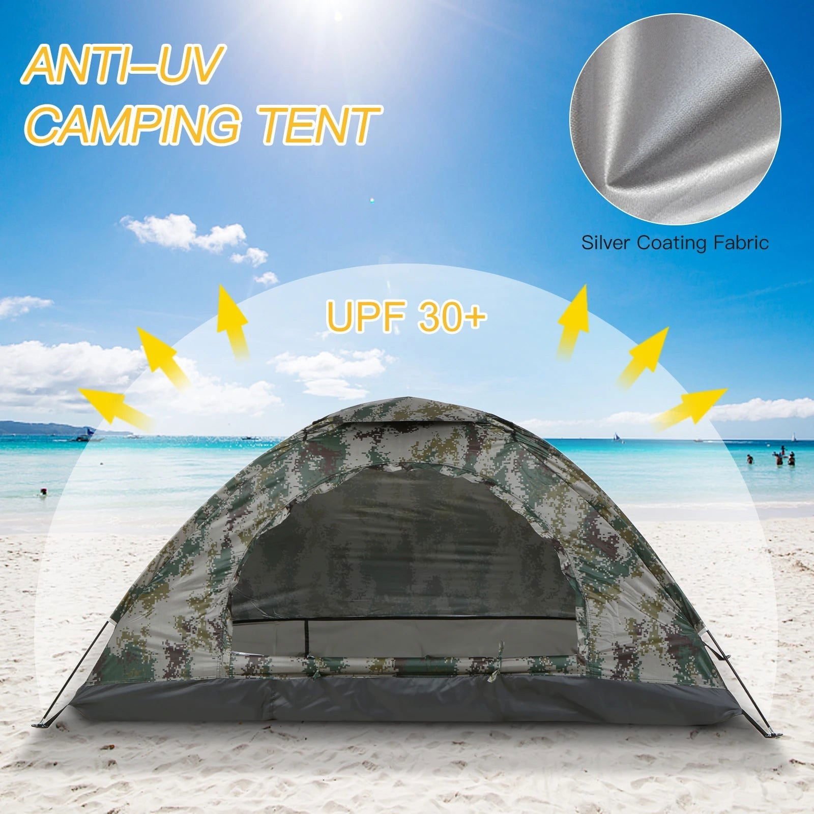 Ultralight Camping Tent – 1 Person Portable Tent with UPF 30+ UV Protection for Hiking, Beach, and Fishing