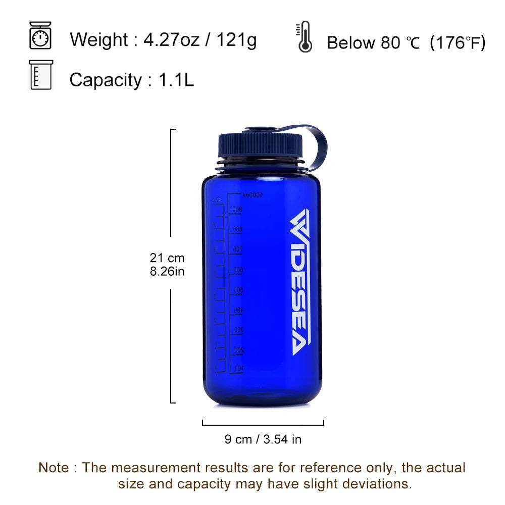 Tritan Water Bottle 1100ml (37oz)  – BPA-Free Flask for Camping, Hiking, and Sports