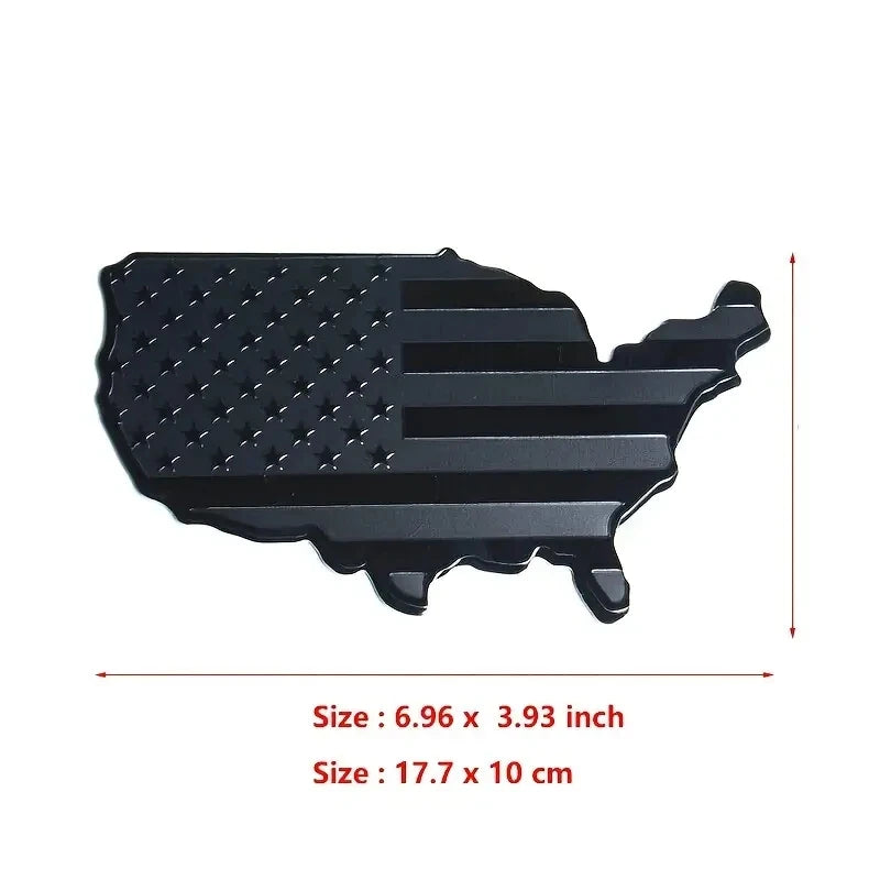 USA Flag Map Metal Emblem Sticker
